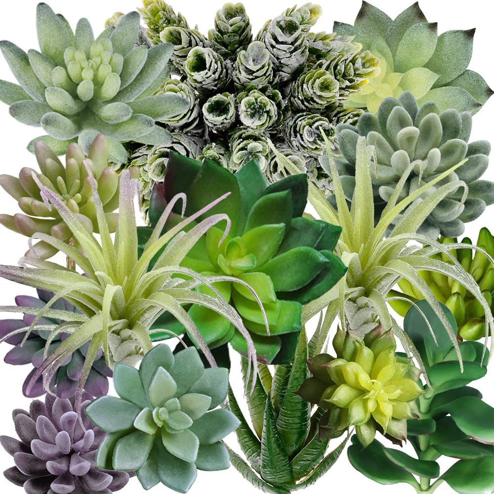 Echeveria Succulent - Paquete de 15 Suculentas Artificiales Surtidas